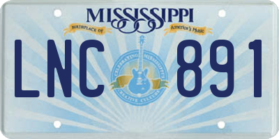 MS license plate LNC891