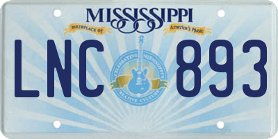 MS license plate LNC893
