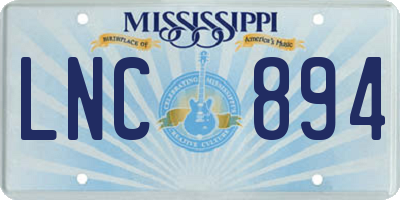 MS license plate LNC894