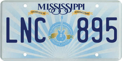 MS license plate LNC895