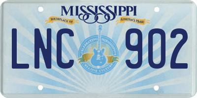 MS license plate LNC902