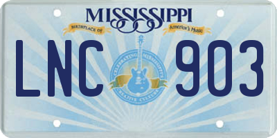 MS license plate LNC903