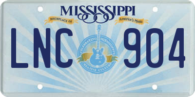 MS license plate LNC904