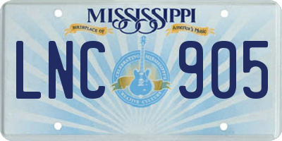 MS license plate LNC905