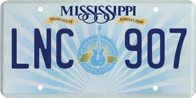MS license plate LNC907