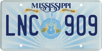 MS license plate LNC909