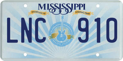 MS license plate LNC910