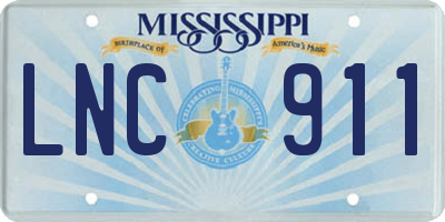 MS license plate LNC911