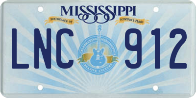MS license plate LNC912