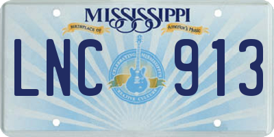 MS license plate LNC913