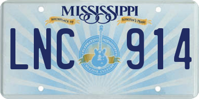 MS license plate LNC914