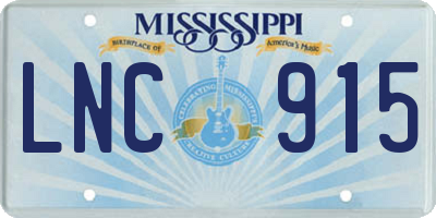 MS license plate LNC915