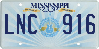 MS license plate LNC916