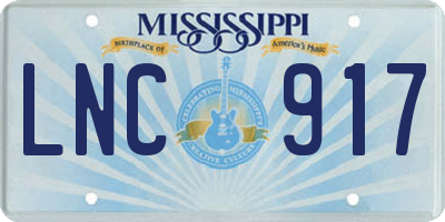 MS license plate LNC917