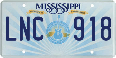 MS license plate LNC918