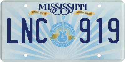 MS license plate LNC919