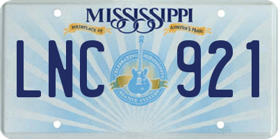 MS license plate LNC921