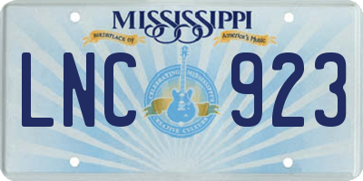 MS license plate LNC923
