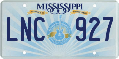 MS license plate LNC927