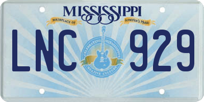 MS license plate LNC929