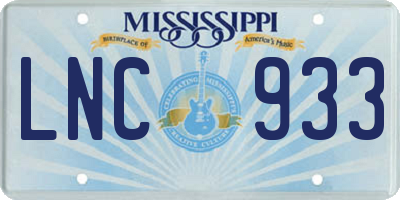 MS license plate LNC933