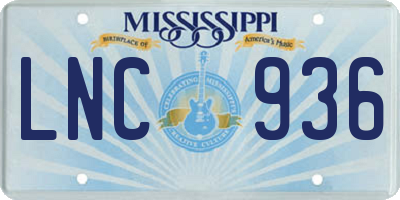 MS license plate LNC936
