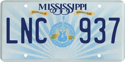 MS license plate LNC937