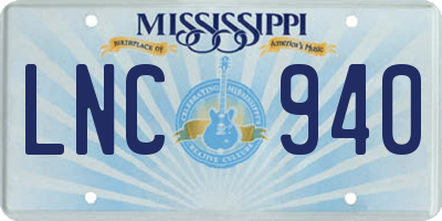 MS license plate LNC940