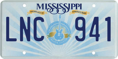 MS license plate LNC941