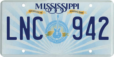MS license plate LNC942