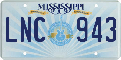MS license plate LNC943