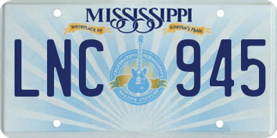 MS license plate LNC945