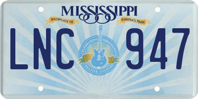 MS license plate LNC947