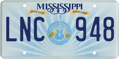 MS license plate LNC948