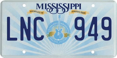 MS license plate LNC949