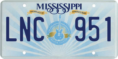 MS license plate LNC951