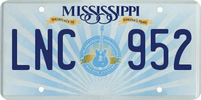 MS license plate LNC952