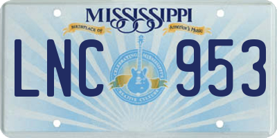 MS license plate LNC953
