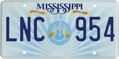 MS license plate LNC954
