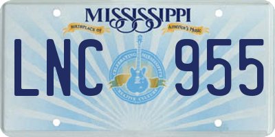 MS license plate LNC955