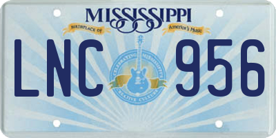 MS license plate LNC956