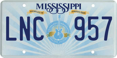 MS license plate LNC957