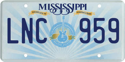 MS license plate LNC959