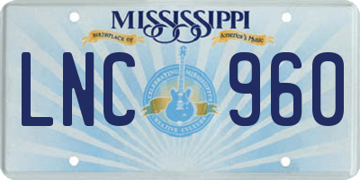 MS license plate LNC960