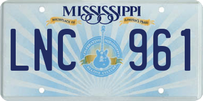 MS license plate LNC961