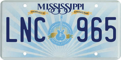 MS license plate LNC965