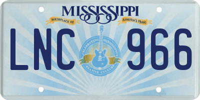 MS license plate LNC966