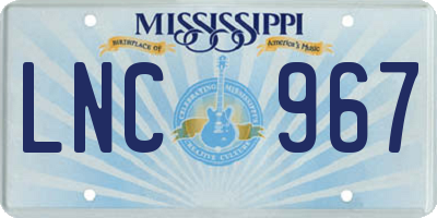 MS license plate LNC967