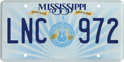 MS license plate LNC972