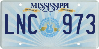 MS license plate LNC973